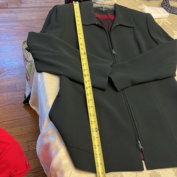 Iris Singer Collection Dark Green 2 WAY Zip Collared Jacket 2 Front Pockets - Picture 10 of 11